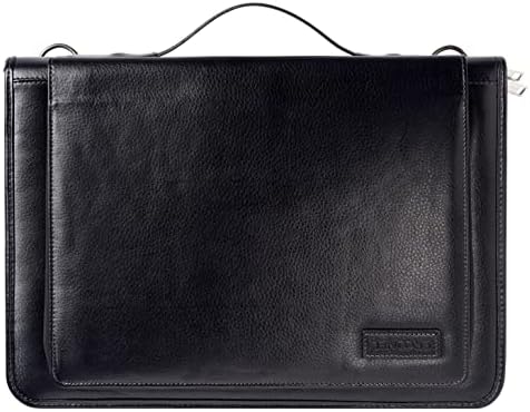 Черен кожен калъф-месинджър за лаптоп Broonel - Съвместим с 16-инчов лаптоп ASUS Vivobook 16 (X1605)