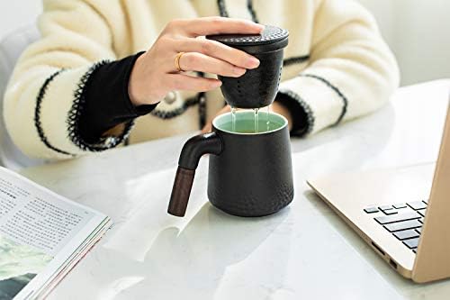 Чаена чаша iHarbort с дръжка от сандалово дърво, 13 грама, Керамични Чаена чаша с Фарфоровым заварочным устройство и капак