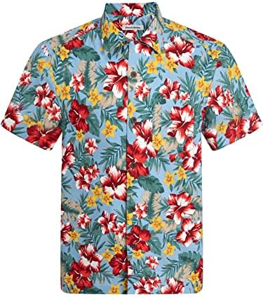 Хавана Бриз Мъжки Хавайска Риза Свободно Намаляване От Памук с къс ръкав и Принтом, Летни Плажни Ризи