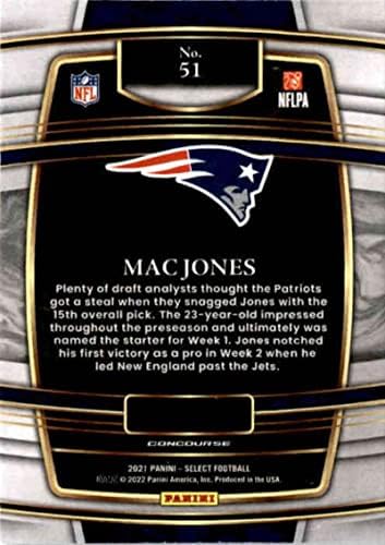 Търговската картичка е начинаещ футбол NFL 2021 Панини Select 51 Mac Jones Concourse New England Patriots RC