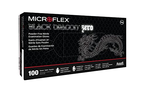 За еднократна употреба Нитриловые ръкавици Microflex Black Dragon Zero BD-100N 5mil за вторичен пазар на автомобили - X-Small,
