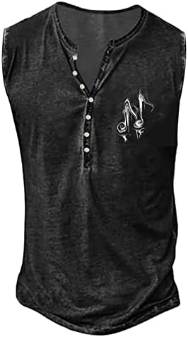 DOPOCQ Мъжка Риза Хенли Без ръкави С Потертым Графичен Дизайн на Тениска в Ретро стил, в началото на Бретелях, Ежедневни