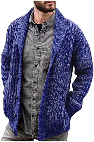 Мъжки Работни Качулки Плътен Цвят С Дълъг Ръкав, Тънък Вязаный Пуловер, Палто Oversize Пуловер за Мъже Зима