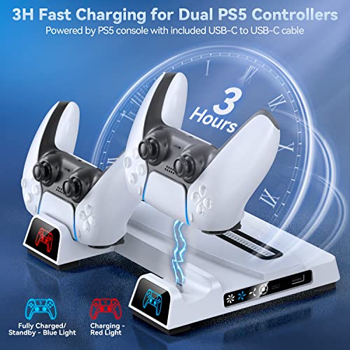 Влак охлаждане PS5 с 3-уровневым охлаждащ вентилатор за конзоли PS5, Охладител PS5 с Зареждащата станция контролер,