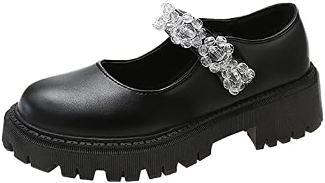 USYFAKGH, широки сандали за жени, кожени обувки, сандали Mary Jane ' s Sweet Crystal в британския стил, сандали