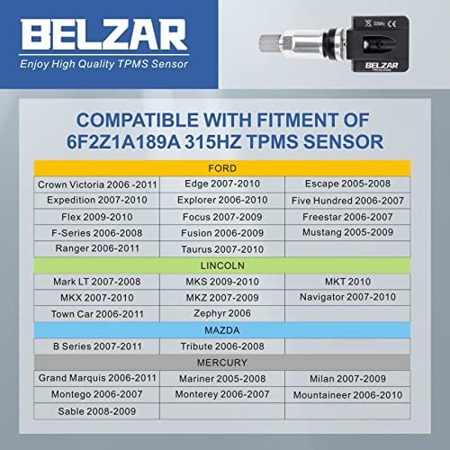 Сензори система за контрол на налягането в гумите BELZAR ГУМИТЕ С препрограмиран сензор за 315 Mhz, Съвместим