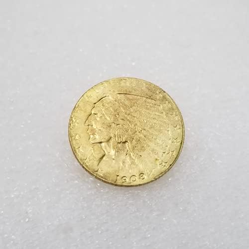 Kocreat Копие 1908-Те години на Златна Монета с Главата на Индийския Орел в Пет долара-Точно Копие на Сувенирни Монети