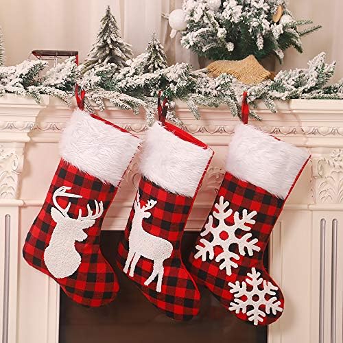 Коледни Чорапи HHOCN, 3 предмет, 18 Инча, Коледни Чорапи от Зебло в Селски стил, Украса за Семейна Почивка, Украса