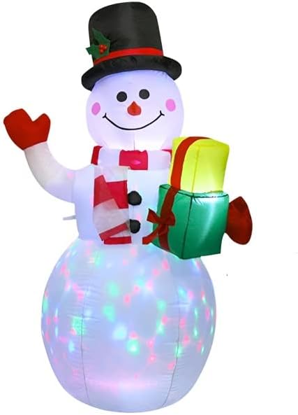 Пет Домейни Надуваеми Коледна украса Открит Надуваем Снежен човек, Коледни светлини Снежен човек Въртящи Коледен Снежен