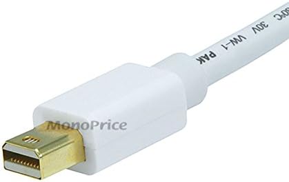 Monoprice 106006 3-крак Позлатен кабел 32AWG Mini DisplayPort за връзка с дисплейпорту - Бял
