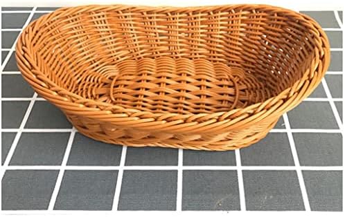 ZCMEB Овални заоблена кошница от ракита от ратан за хляб, плодове и зеленчуци, кошница за сервиране на масата в ресторанта (Цвят: D, размер: L 28x19x9,5 см)