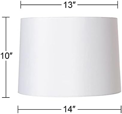 Комплект от 2-те Барабана Абажуров в твърди корици от бял плат, Среден размер 13 Отгоре x 14отдолу x 10във височина със