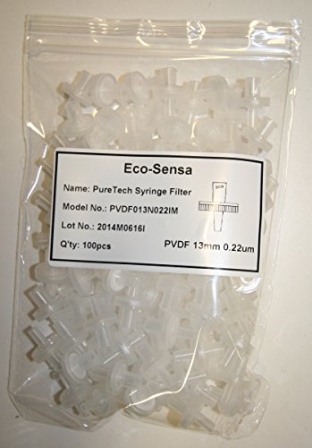 Шприцевой филтър Eco-sensa® PVDF 13 мм 0,22 микрона с корпус от полипропилен - 100 бр.
