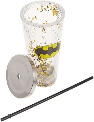 Spoontiques - Акрилни чаша с пайети - Брилянтен чаша с соломинкой - 20 унции - Закрывающаяся капачка от неръждаема стомана с