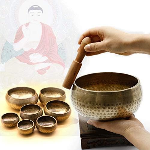 ZAMTAC 7 размери Медни Поющая Купа За Медитация и Тибетски Поющая Купа За Йога, Гималайская Ръчно Гони, Украса