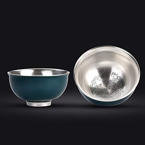 A1 Джи Blue Dragon Ръчно изработени сребърни Позлатени Чаша чай, Чаша несподелена Индивидуална чаша Чаша кунг-фу Чаена чаша