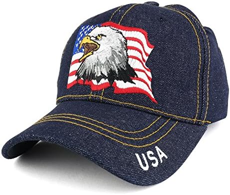 Моден Магазин за дрехи САЩ Регулируема бейзболна шапка с бродирани флага на сащ и Орел