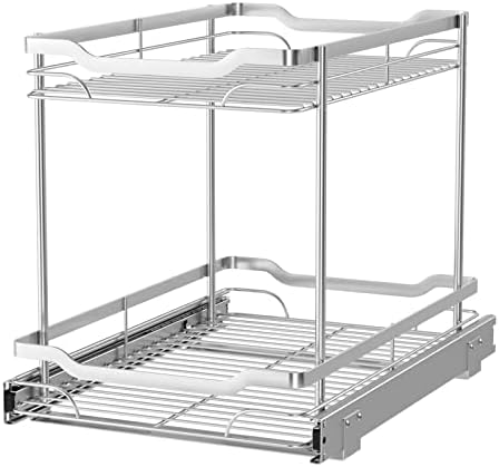 Прибиращ Органайзер за шкафове Amazer, 2-уровневые чекмеджета за кухненски шкафове, Прибиращи рафтове за склада 14,2 D ×