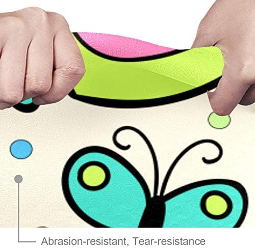 Siebzeh Пъстра дебела подложка за йога с шарени пеперуди Премиум-клас, в екологично Чист Гумена подложка за