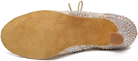 HROYL/ Дамски обувки за балните танци, латино Салса, Танцови обувки Ankel с кристали, дантела, с отворени