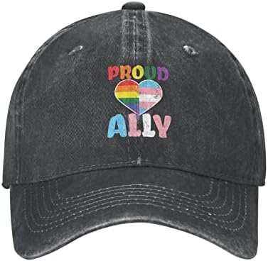 Бейзболна шапка LGBTQ Pride Али, Выстиранная Месец Деним Солнцезащитная Шапка Pride, Регулируем Плажна Шапка, Памучен Шапка