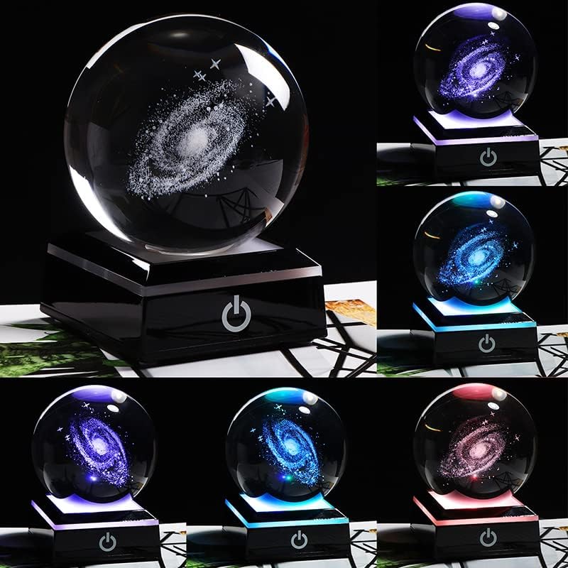 XIAOJIA Глобус с Диаметър 6/8 см, Миниатюрни Галактики, Кристална Топка, 3D Топка от Кварцово Стъкло с Лазерно