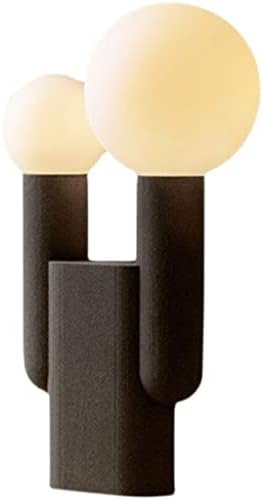 FKSDHDG Проста Смоляная Черна Настолна лампа за Дневна с двойна глава, Осветление, Бяла топка от матирано Стъкло,