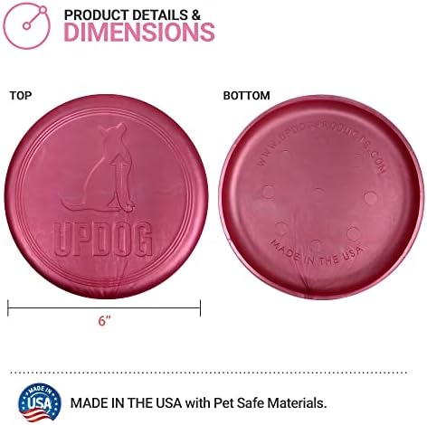 UpDog Products 6-инчов Куче чиния Фризби Малка, лека и здрава Чиния Фризби за кучета Произведено в САЩ Ярка Цветна