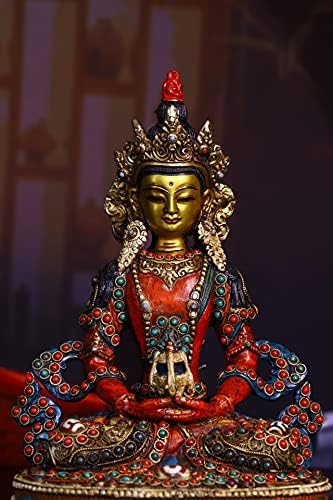 9 Колекция Тибетски храм на Стария Бронзов линия в Златни Трассировке Мозайка Скъпоценен Камък Топчета Дзи Дълголетие