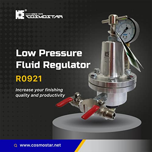 Регулатор на течности с ниско налягане COSMOSTAR R0921, Макс. Налягане на течности на входа 145 паунда на квадратен инч, Алуминиев регулатор на налягането на течността за до