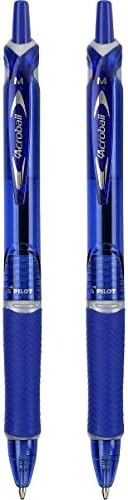 Химикалки с подобрени мастило PILOT Acroball Colors, за многократна употреба и прибиращи, средната точка, синьо