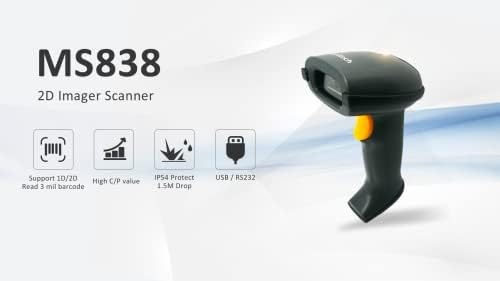 Баркод скенер Unitech America 2D Imager, кабелна USB, Прочитания бар-кодове размер на 3 на хиляда, PDF417, QR код,