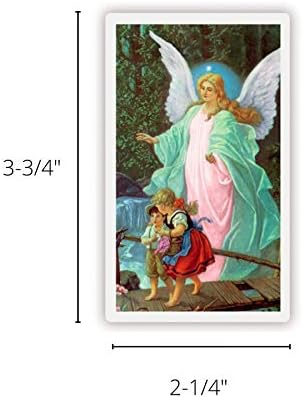 Картички за Свети молитви Ангел-пазител, Обемна опаковка от 50 Ламинирана картонени картички, Размер на портфейла, Християнски