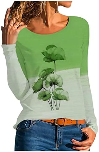 Дамски Удобна Тениска с дълъг ръкав, Модерен Топ, Ежедневни Hoody, Пуловер, Свободна Блуза с кръгло деколте и