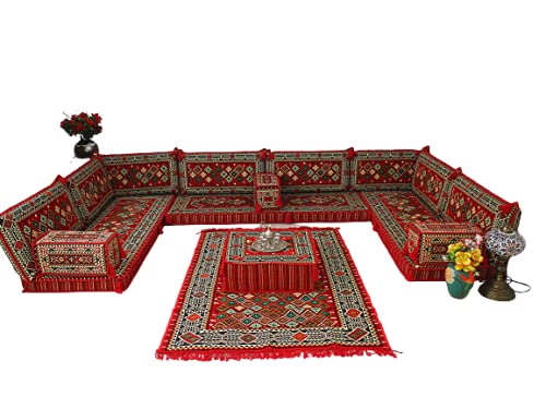 Арабски U-образна етаж с разтегателен диван, арабски подови столове, Арабски Меджлис, арабски дивани, арабски
