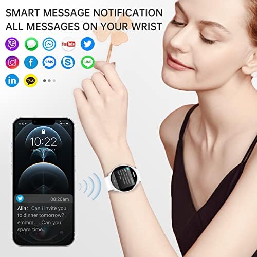 Дамски смарт часовници Colesma за iOS и Android с 2 Меки силиконови джапанки за часа + 1 опаковка сребърен каишка за часовник от неръждаема стомана (подходящи за различни слу?