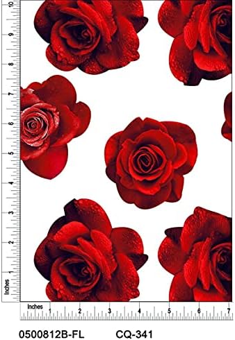 Стеганая плат от памук с изображение на рози в парцела (червен, бял, тъмно синя)