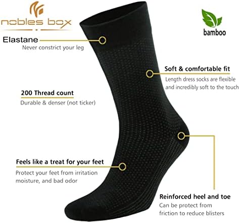 Бамбукови чорапи NoblesBox, Натурални, Удобна, Мека, Елегантна За мъжете, За жените рокля или ежедневни обувки (4 опаковки)