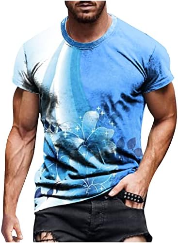 Мъжки t-shirt 2023 Лятна Модна Блуза С Къс ръкав и кръгло деколте с Флорални Принтом, Спортни, Ежедневни Тениски,