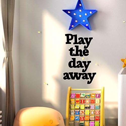 Винил Арт Стикер на стената в детската стая - Играят по цял ден и нощ - 23 x 15 - Сладки Стикери за стена за детска