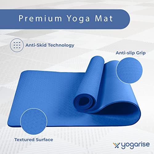 Тренировъчен мат Yogarise за тренировки във фитнеса и упражнения на пода, Дълъг килимче за йога, 6 мм за мъже и Жени (Произведено в Индия)