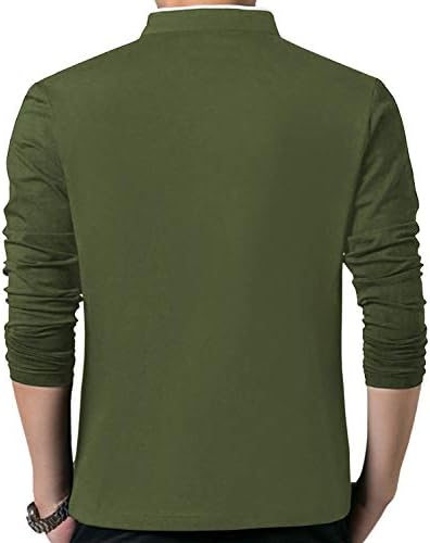 Мъжки Ежедневни Ризи KUYIGO Slim Fit, Обикновена Модни Тениски-Поло с дълъг ръкав, Обикновен