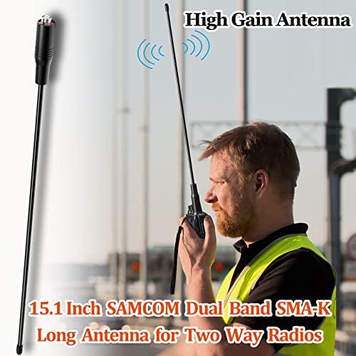 Двухдиапазонная SMA-антена SAMCOM VHF/UHF 20 W за двустранните радиостанции на далечни разстояния, 15,1 цолови сменяеми антена