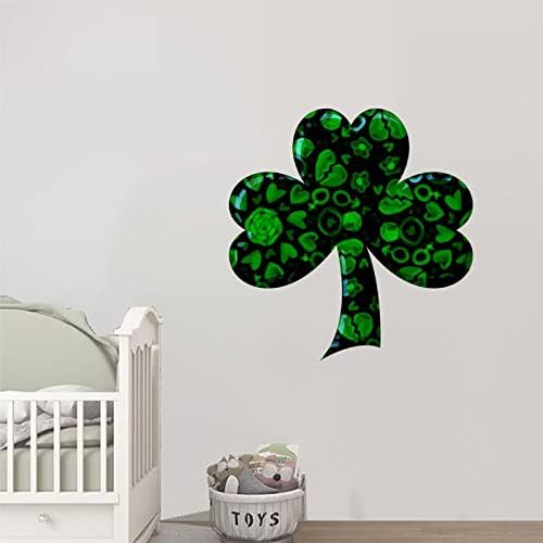 Cloverss Ирландски Зелени Трилистники Свалящ Стикер На Стената С Деня на Св. Патрик, Стикери за Стена за Класната Стая,