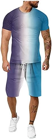 PDGJG Комплект Летни дрехи за мъже, Карфиол, Спортно облекло, Модна тениска с къси ръкави, къси Панталони, Костюми-двойка,