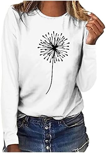 2023 Облекло От Памук с Дълъг Ръкав и Кръгло Деколте, Ежедневни тениски с Графичен Дизайн за Жени, Есенно-Годишният