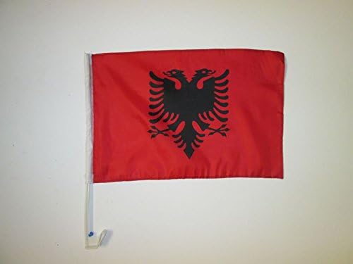 Флаг на АЗЕРБАЙДЖАН Авто Знаме на Албания 18 x 12 - Автомобилни Знамена на Албания 30x45 см - Банер 18x12