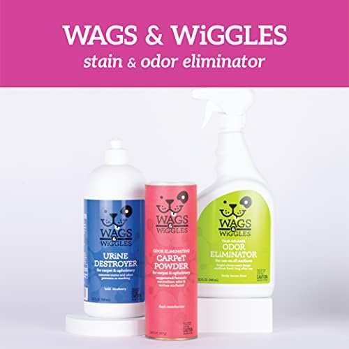 Wags & Wiggles Спрей от петна и миризма на домашни животни | Премахва петна и миризми от домашни животни с килими | 32 Грама,