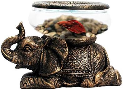 Елегантен кът New Good Luck, Златна Декоративна Стъклена Купа във формата на Слон под по-Стари времена, Терариум или Свещник