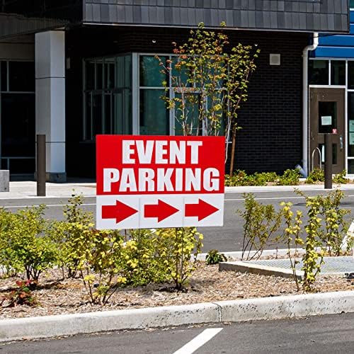 6 Опаковки Улични Знаци за паркиране на събития със Стрелки, Двустранно Плисирани Пластмасова Табела на двора с размери